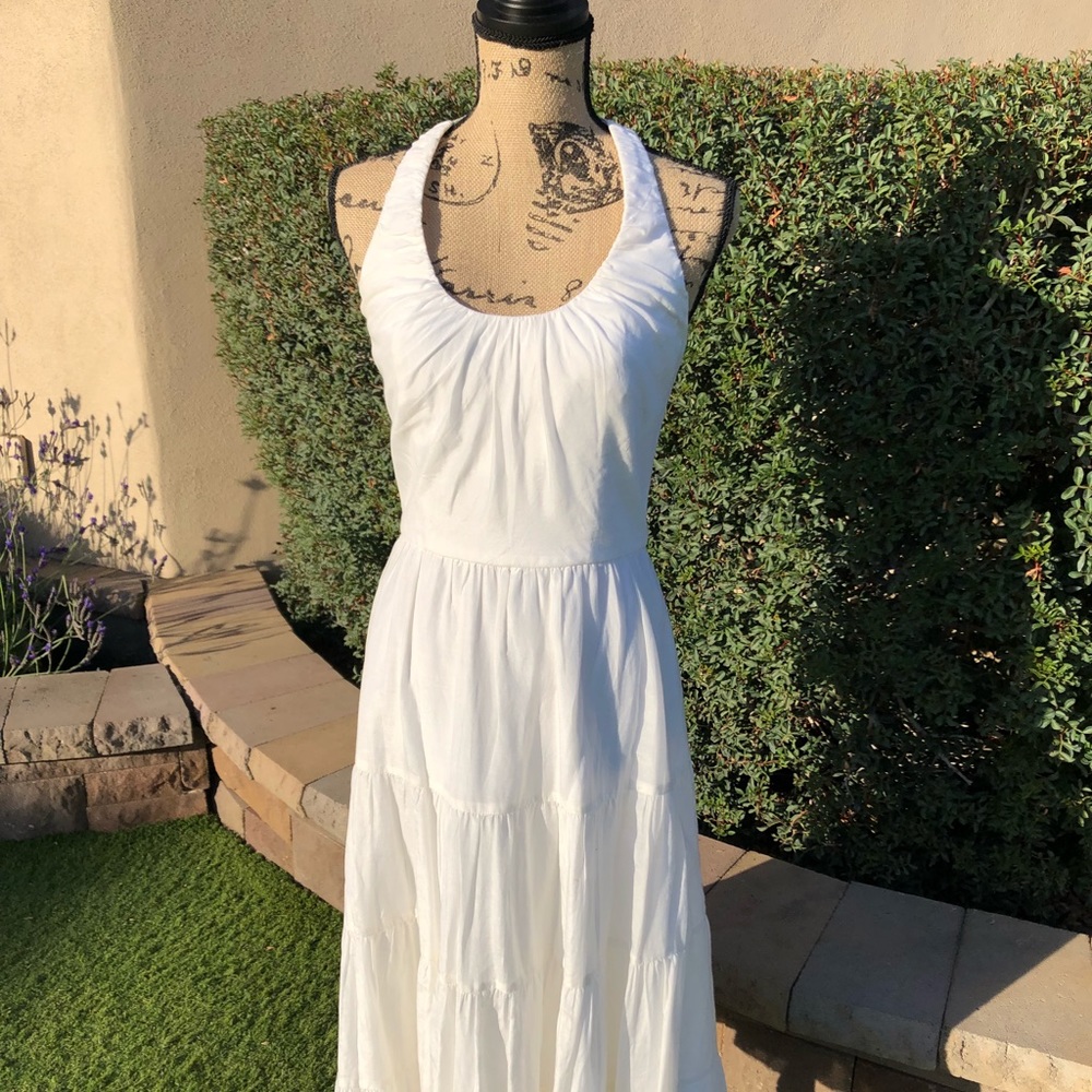 White halter tie dress.